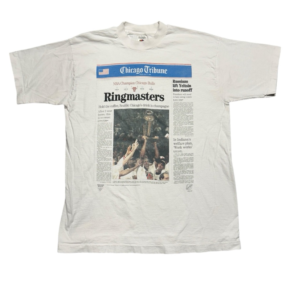 Vintage Chicago Bulls 1996 NBA Championship Single Stitch T-shirt Ringmaster - Picture 2 of 13